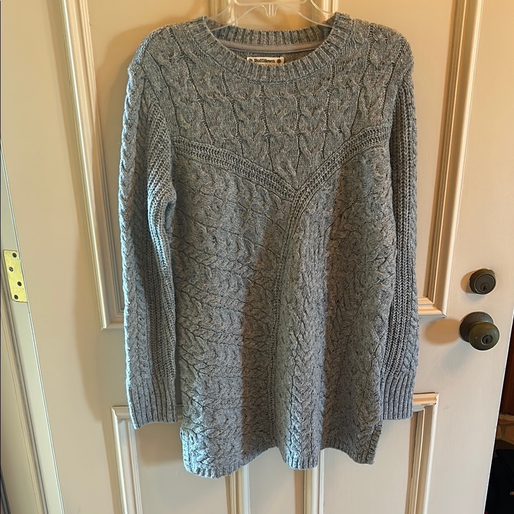 Ruff Hewn Gray Crew Neck Cable Knit Sweater
